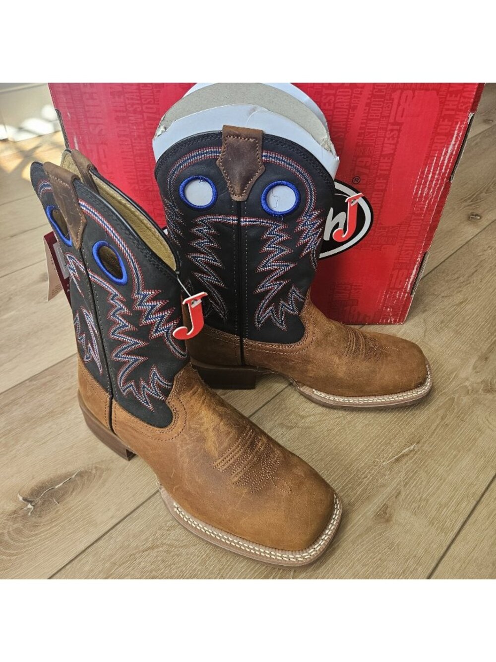 Justin Boots Show Stopper 11" FN7121 Mens 8.5 D Brown Cowboy Western Boots New